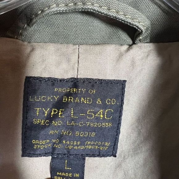 Lucky Brand Mens Olive Green Four Pocket Field Jacket Zipper Mock Neck Large - Picture 2 of 6